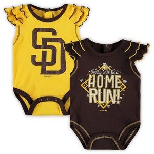 MLB San Diego SD Padres Newborn Infant 2-Piece Shiny Bodysuit Creeper Set